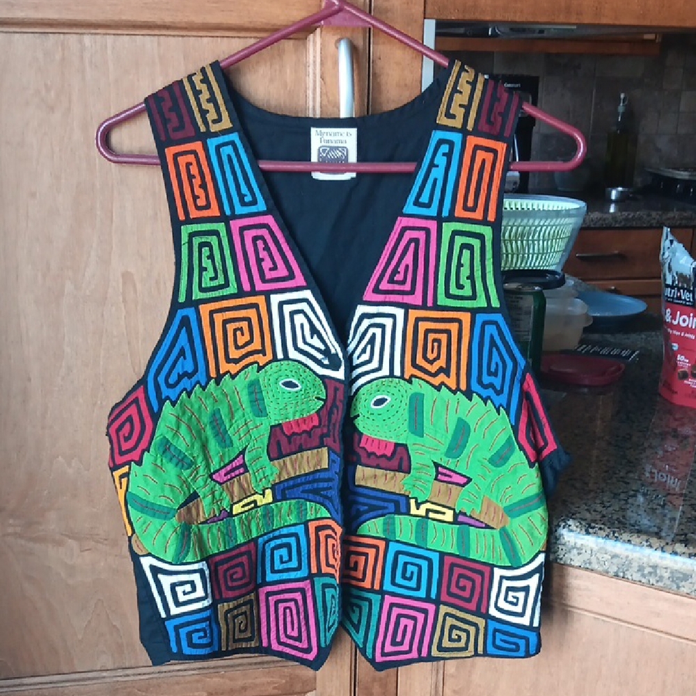 My Name Is Panema Colorful Geometric Lizard Vest